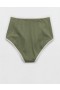 Aerie Wide Rib High Waisted Bikini Bottoms Olive Green