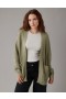 Aerie Pointelle-Knit Cardigan Olive Green