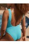 Aerie Shine Crinkle Birthday Scoop One Piece Swimsuits Blue