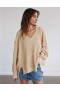 Aerie Oversized Big Hug Waffle V-Neck Sweatshirts Gray
