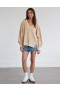 Aerie Oversized Big Hug Waffle V-Neck Sweatshirts Gray