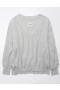 Aerie Oversized Big Hug Waffle V-Neck Sweatshirts Gray