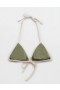 Aerie Wide Rib String Triangle Bikini Top Olive Green