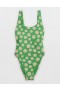 Aerie Smiley® Birthday Scoop One Piece Swimsuits Green