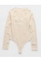 Aerie Long Sleeve Henley Body Beige