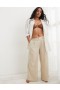 Aerie Pool-To-Party Linen Edition High Waisted Pants Beige