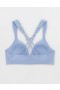 Aerie Sunnie Wireless Lightly Lined Bloom Lace Strap Bras Blue