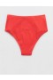 Aerie Crinkle High Waisted Cheeky Bikini Bottoms Red