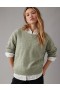 Aerie Whoa So Soft Ballet-Neck Pullover Olive Green