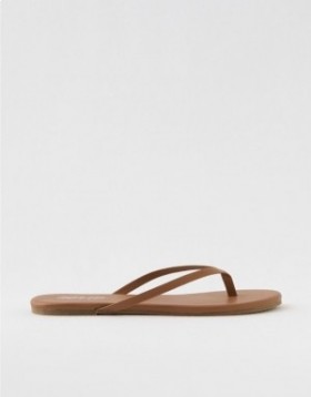 Aerie Woven Platform Flip Flops Brown