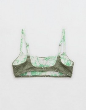 Aerie Eyelet Straight Scoop Bikini Top Olive