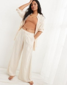 Aerie Pool-To-Party Linen Edition High Waisted Pants White