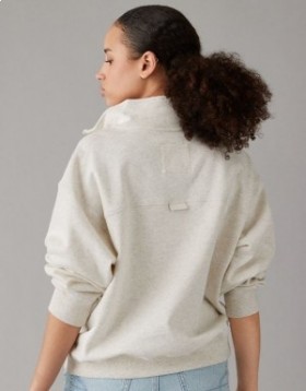 Aerie Quarter-Zip Fleece Sweatshirts Gray