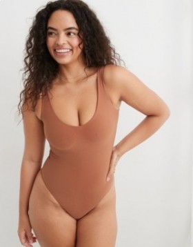 Aerie SMOOTHEZ Plunge Bras Beige