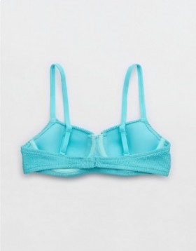 Aerie Crinkle Lightly Lined Underwire Bikini Top Blue