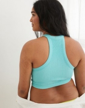 Aerie Superchill Seamless High Neck Top Bras Blue