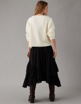 Aerie Whoa So Soft Ballet-Neck Pullover White