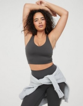 Aerie OFFLINE By Real Me Low Key Longline Sports Bras Gray