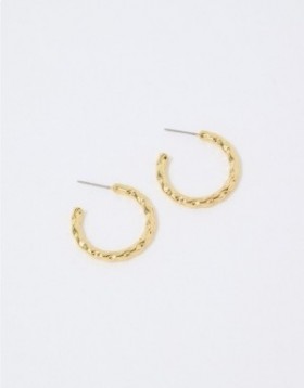 Aerie Wavy Textured Hoop Jewelry Gold