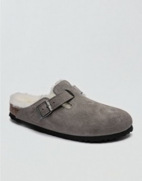 Aerie Boston Shearling Clogs Grey