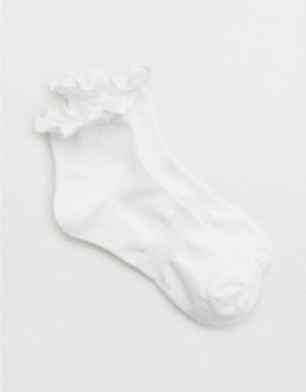 Aerie OFFLINE By Ruffle Ribbed Socks White