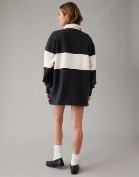 Aerie Oversized New York Polo Fleece Sweatshirts Black