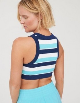 Aerie OFFLINE By Seamless High Neck Sports Bras Blue White