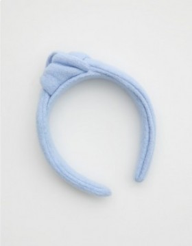 Aerie Sherpa Fleece Top Knot Hair Accessory Blue
