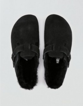 Aerie Boston Shearling Clogs Black