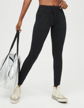 Aerie OFFLINE By Warmup Drawcord Leggings Black