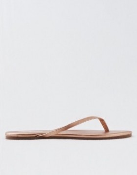 Aerie Woven Platform Flip Flops Pink Gold