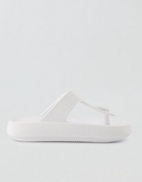 Aerie Cushonaire Flo Cloud Tanga Sandals White