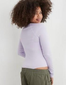 Aerie Long Sleeve Henley Body Lavender