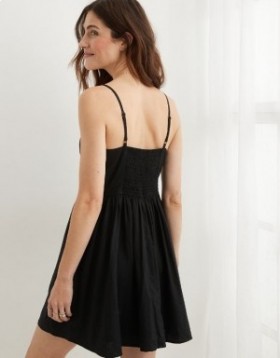 Aerie Love Of Linen Mini Dress Black