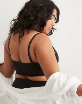 Aerie Superchill Cotton Seamless Padded Scooplette Bras Black