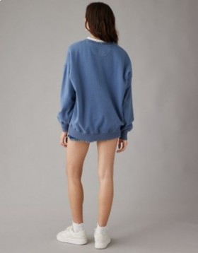 Aerie Oversized Beatles Graphic Sweatshirts Blue