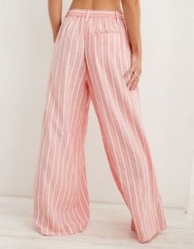 Aerie Pool-To-Party Linen Edition High Waisted Pants Coral