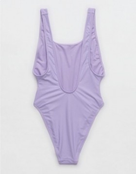Aerie MTV Birthday Scoop One Piece Swimsuits Purple Wash