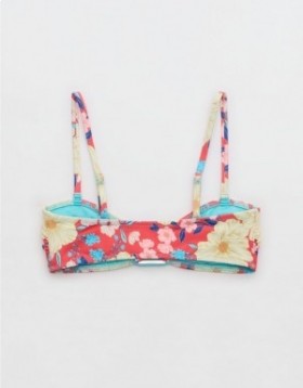 Aerie Ring Bandeau Bikini Top Red