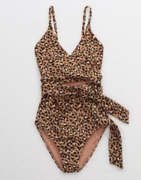 Aerie Leopard Wrap One Piece Swimsuits Leopard