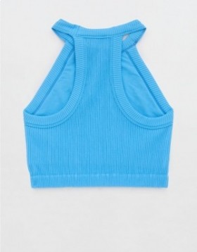 Aerie Superchill Seamless High Neck Top Bras Blue