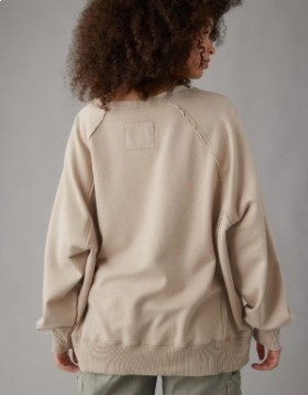 Aerie Big Hug Oversized Notch Neck Sweatshirts Brown