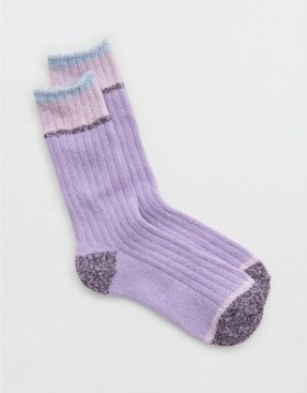Aerie Colorblock Marled Crew Socks Purple