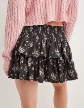 Aerie Ready-To-Ruffle Mini Skirts Gray