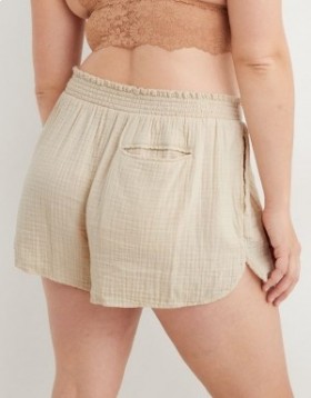 Aerie High Waisted Pool-To-Party Shorts Beige