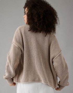 Aerie Slouchy Cardigan Brown
