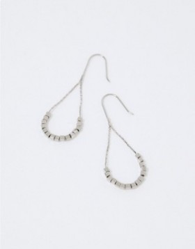 Aerie Square Bead Hoop Jewelry Silver