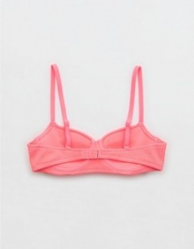 Aerie Crinkle Lightly Lined Underwire Bikini Top Coral Orange