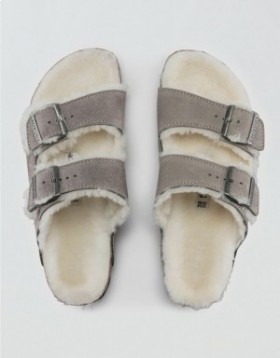 Aerie Shearling Arizona Sandals Gray