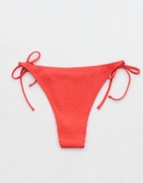Aerie Crinkle Cheekiest Tie Bikini Bottoms Red
